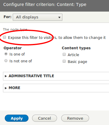 Tick the Expose filter box