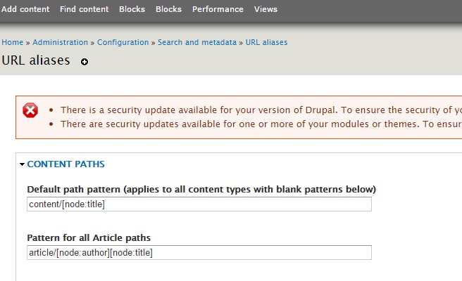 Newly created pattern for Article paths