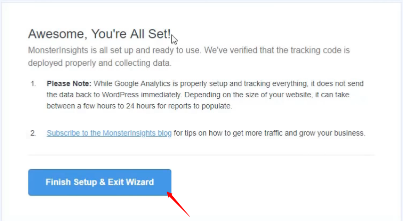 Finish Setup & Exit Wizard in WordPress
