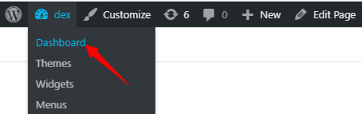 Dashboard link in WordPress
