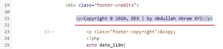 Modify footer code in WordPress