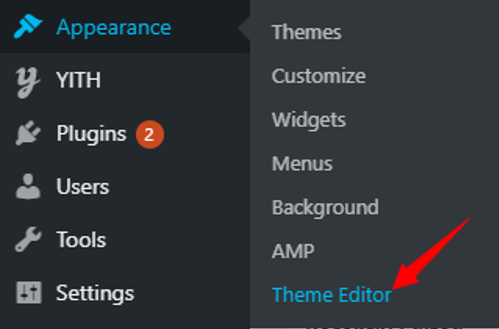Theme Editor link in WordPress