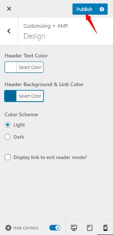 AMP for WP publish button
