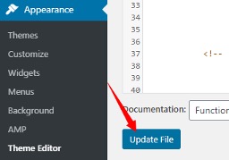 Update WordPress footer code file