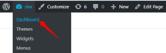 Dashboard link in WordPress