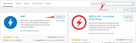 Install AMP for WP plugin in WordPress