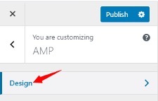 AMP design link in WordPress