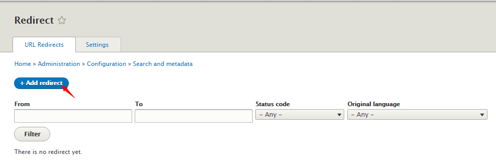add redirect in Drupal