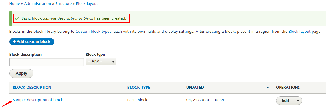 block description in Drupal