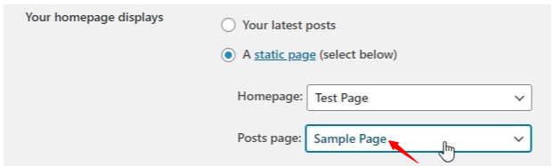 click desired setting for homepage
