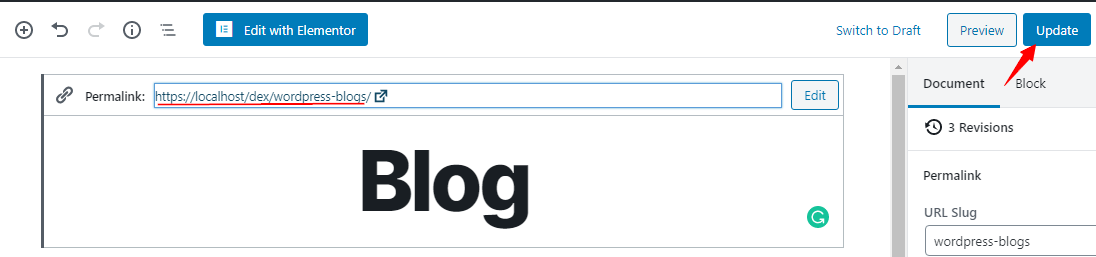 click on update in WordPress