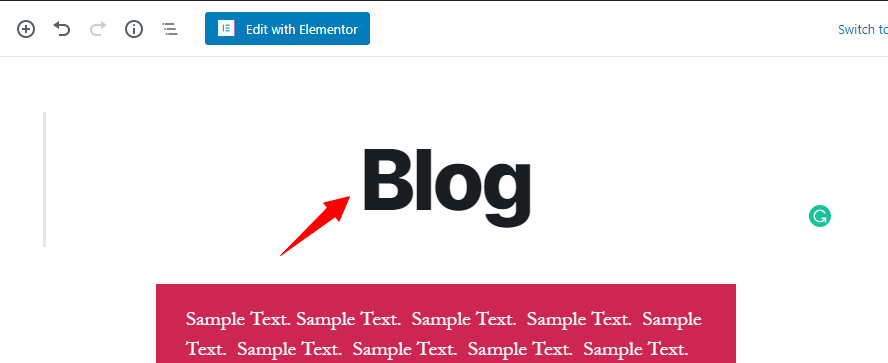 clicking on title block in WordPress
