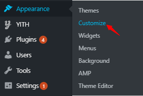 customize in WordPress