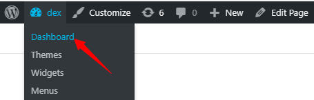 dashboard in WordPress