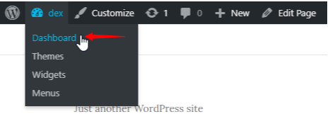 dashboard in WordPress
