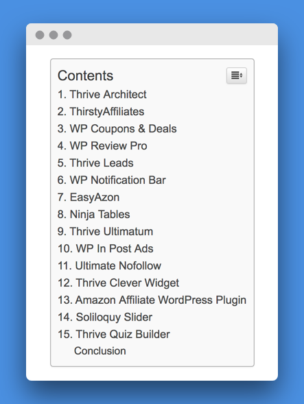 easy table of contents