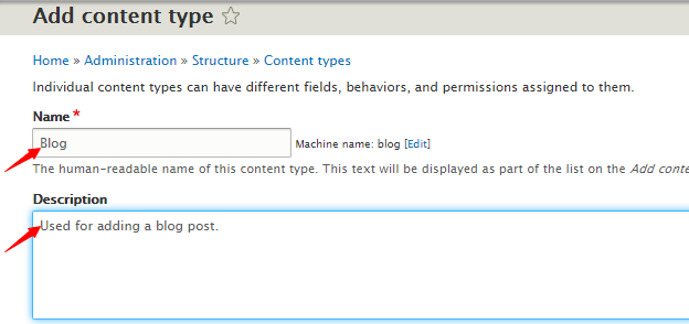 edit content type in Drupal