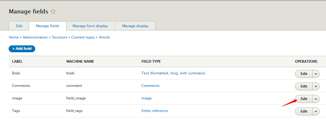 edit filed in Drupal