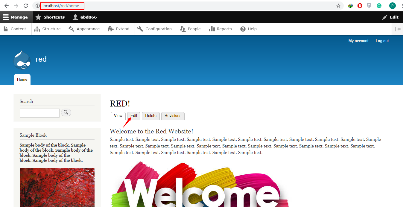edit homepage in Drupal