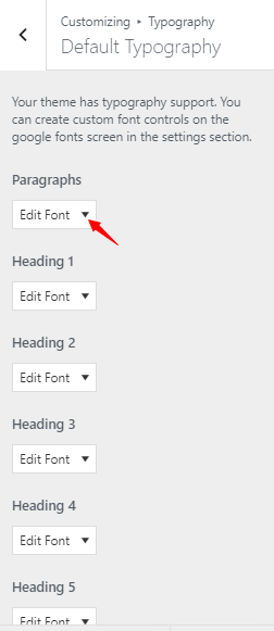 editing font in WordPress
