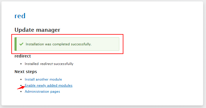 installation complete in Drupal