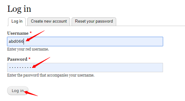 log in page of Drupal