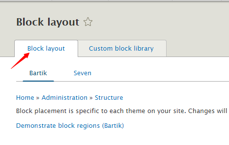 navigate to block layout in Drupal