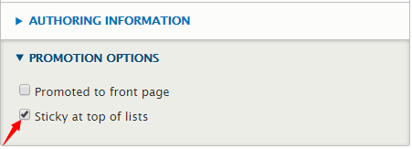 promotion options in Drupal