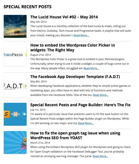 recent posts widget