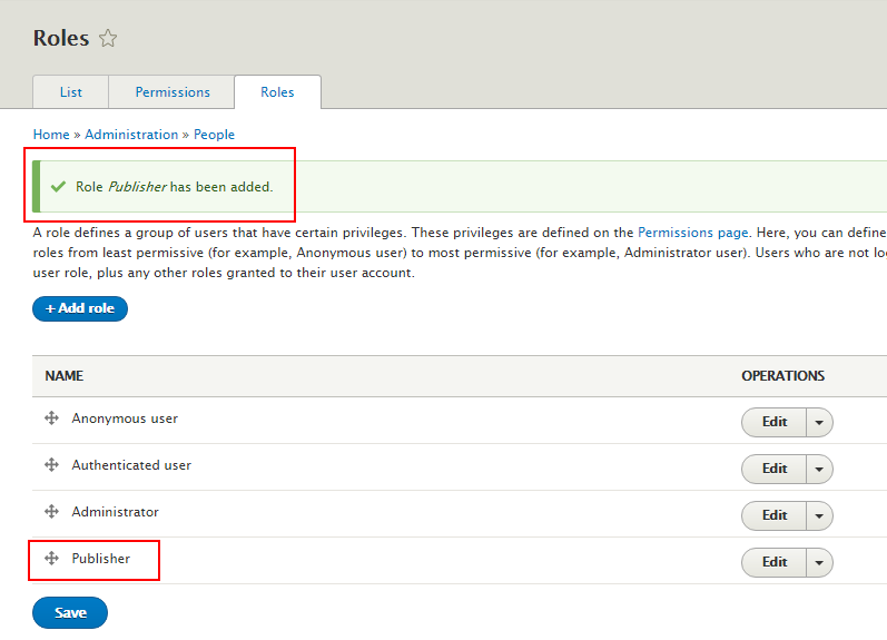 role created in Drupal