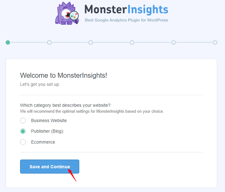 save and continue in WordPress