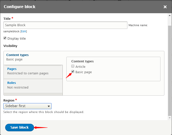 saving block in Drupal