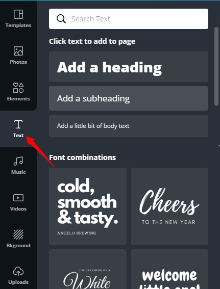 text in canva