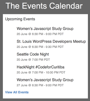 the events calendar