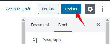 updating the page in WordPress